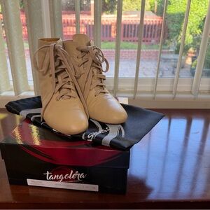 Beige Lace-Up Ankle Booties for Women